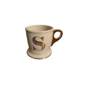 Anthropologie Cream and Gold Ceramic Monogram Initial Letter S Mug